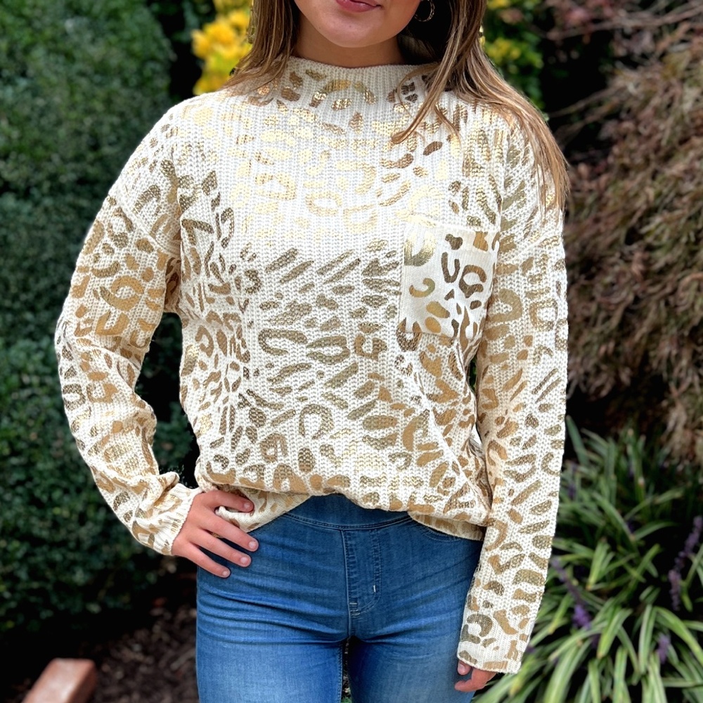 Metallic Leopard Print Top